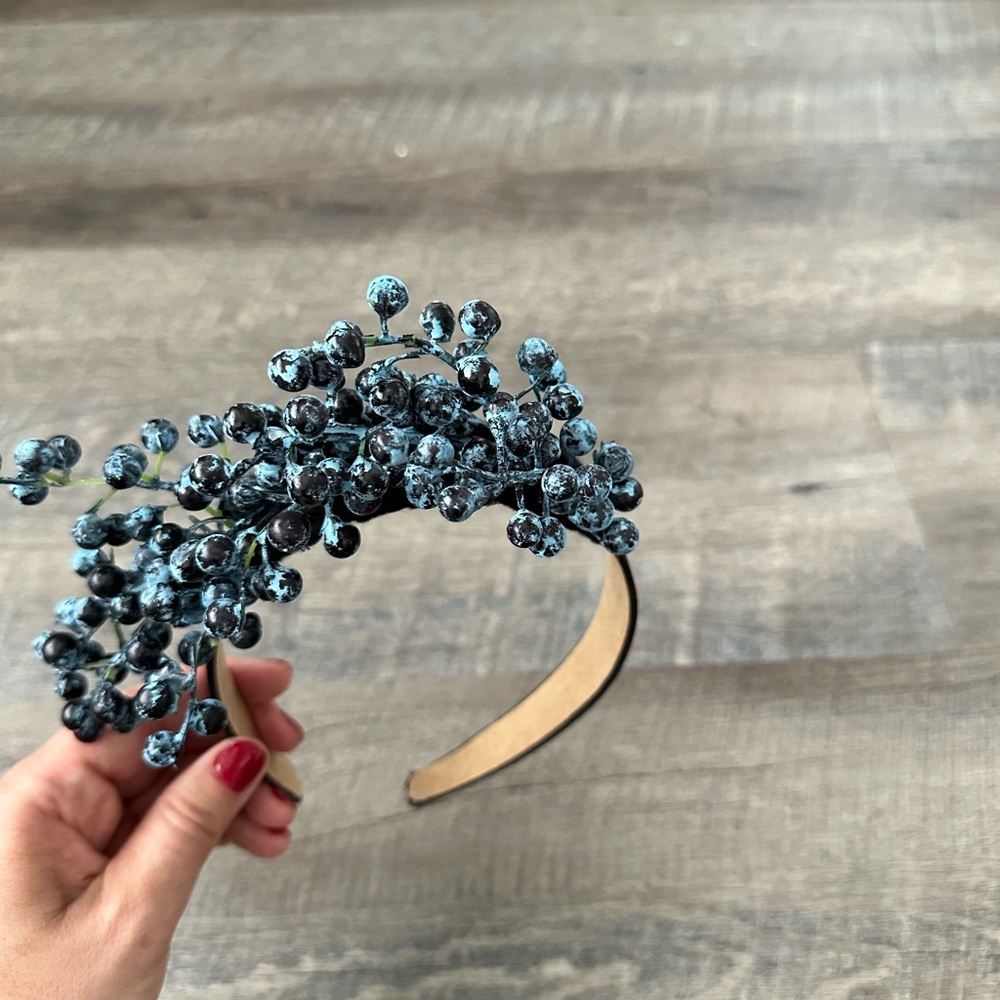 Handmade Designer Fascinator Headband  berries Blueberries Black Blue